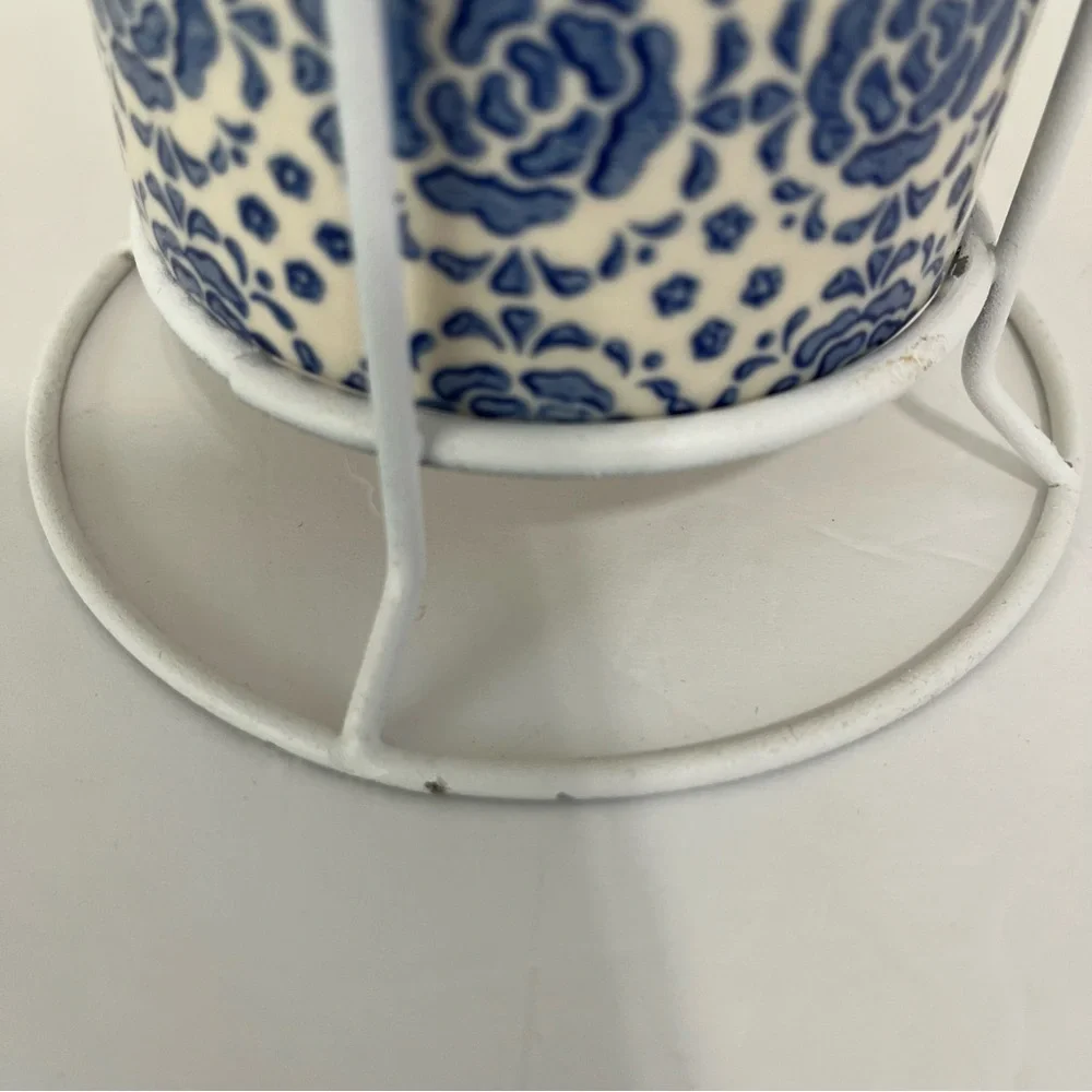 Pier1 Imports Stackable Cups 8oz Hand Pained Stoneware With Stand